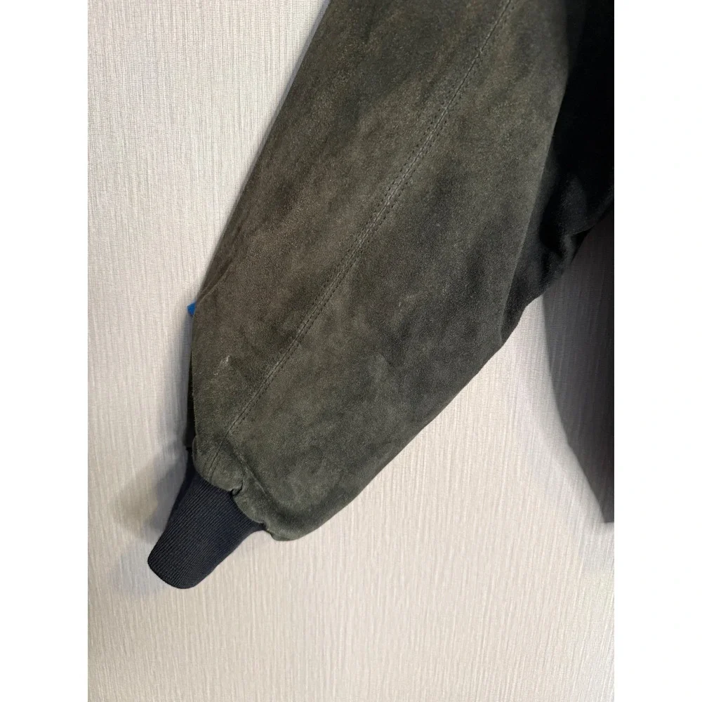 Ermenegildo Zegna Bomber Jacket Men's Size L/XL Charcoal Pelle Suede Leather VTG